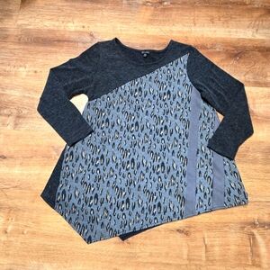 Coco + Carmen L/XL Leopard Print Top - Black and Gray